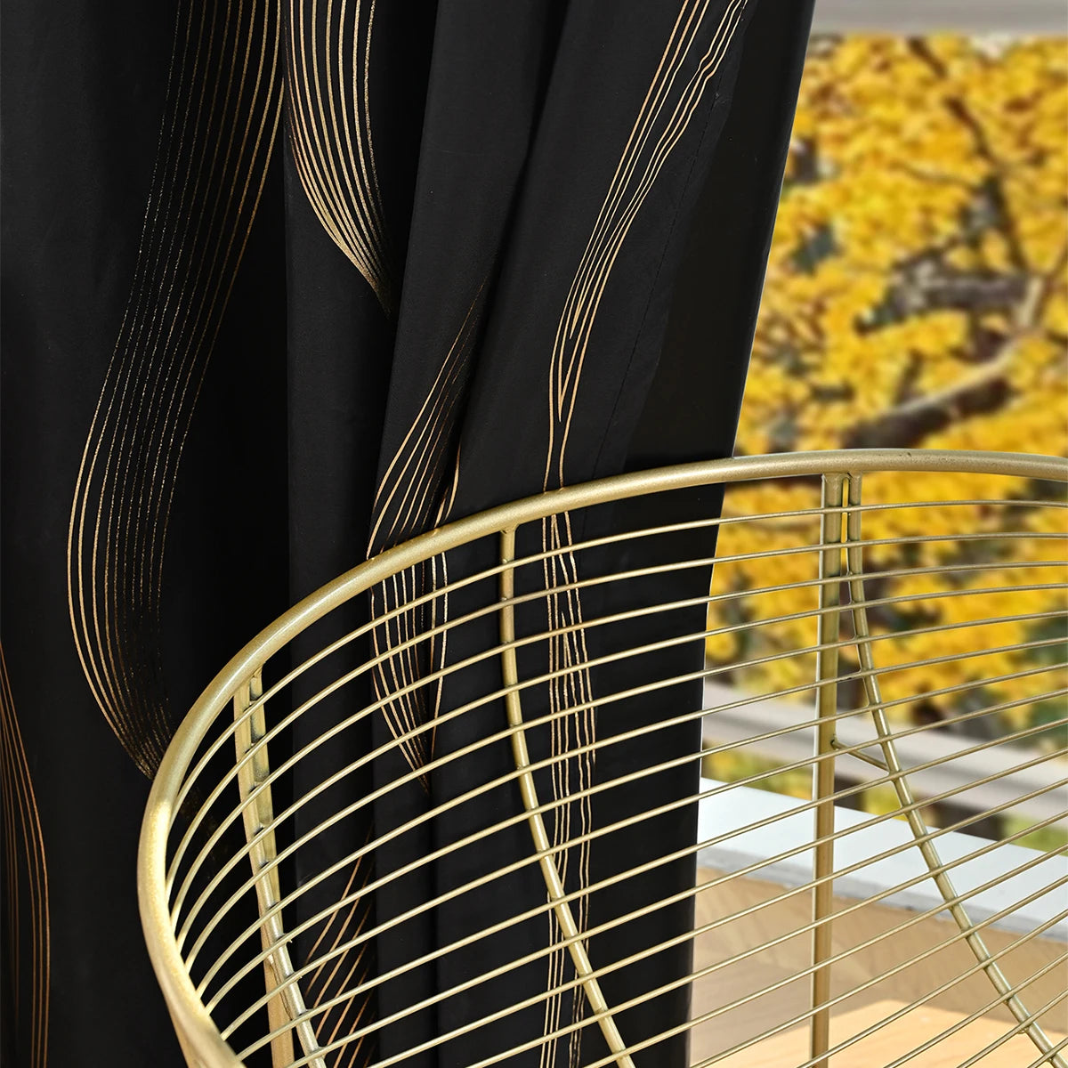 Blackout Curtains - Luxury Marble & Wave Pattern Grommet Top Drapes for Living Room - ZOOMNSTORE
