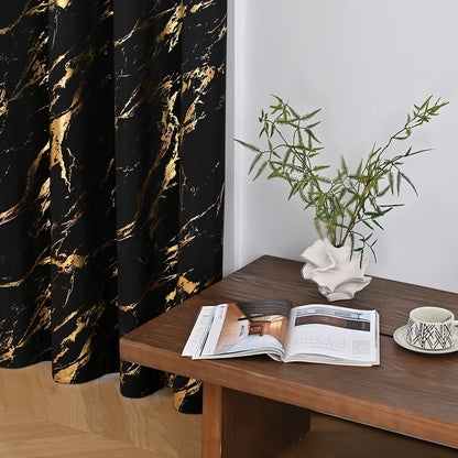 Blackout Curtains - Luxury Marble & Wave Pattern Grommet Top Drapes for Living Room - ZOOMNSTORE