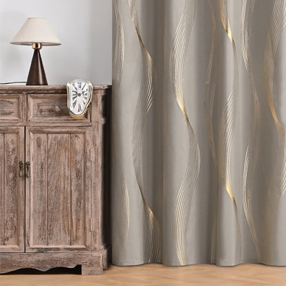 Blackout Curtains - Luxury Marble & Wave Pattern Grommet Top Drapes for Living Room - ZOOMNSTORE