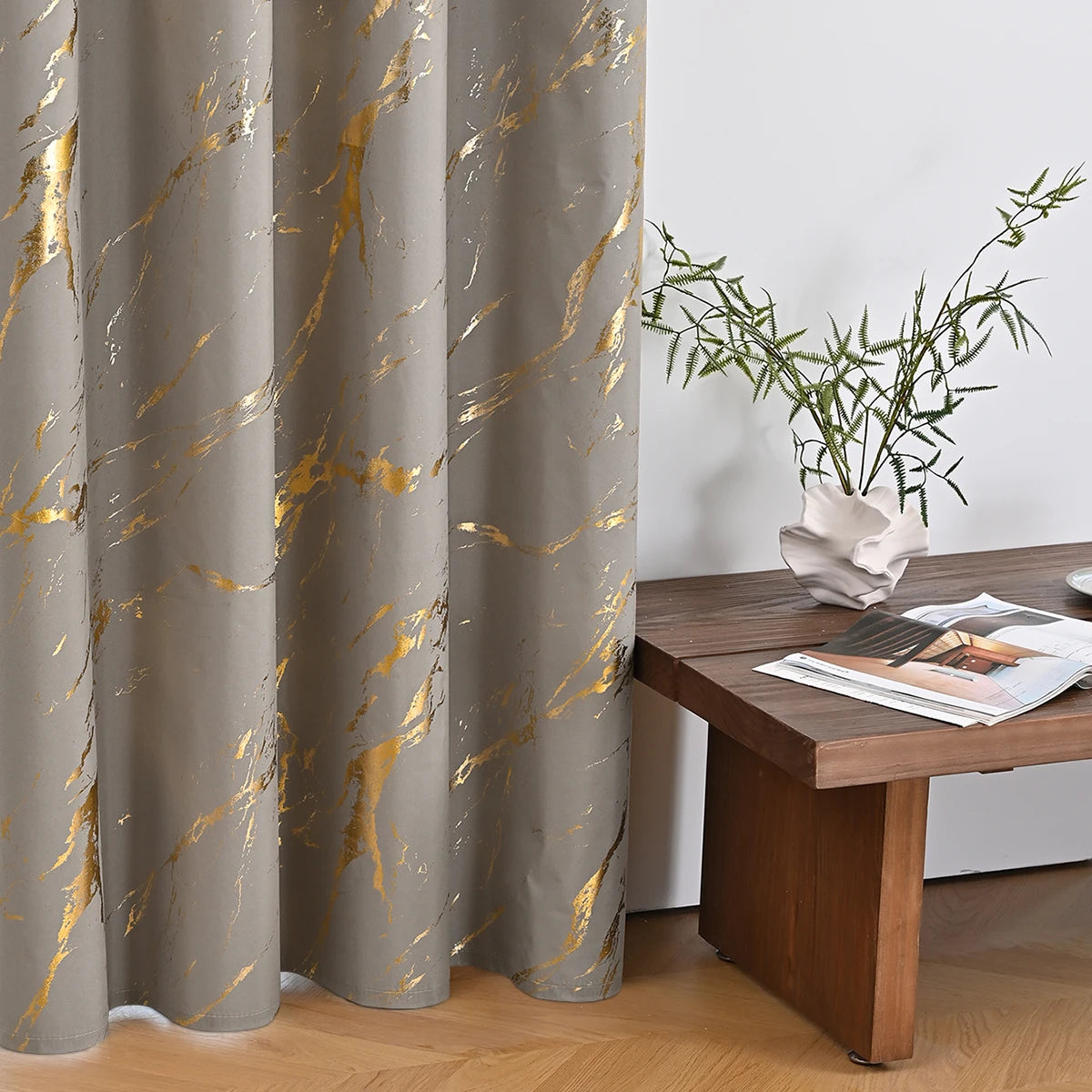 Blackout Curtains - Luxury Marble & Wave Pattern Grommet Top Drapes for Living Room - ZOOMNSTORE