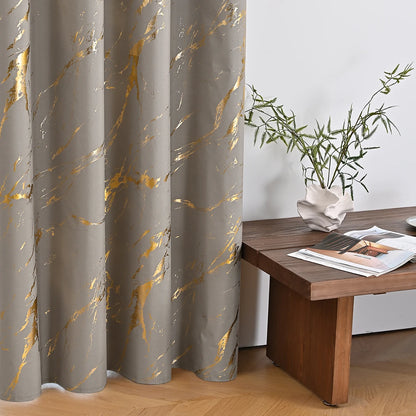 Blackout Curtains - Luxury Marble & Wave Pattern Grommet Top Drapes for Living Room - ZOOMNSTORE