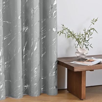 Blackout Curtains - Luxury Marble & Wave Pattern Grommet Top Drapes for Living Room - ZOOMNSTORE