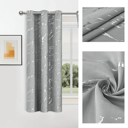 Blackout Curtains - Luxury Marble & Wave Pattern Grommet Top Drapes for Living Room - ZOOMNSTORE