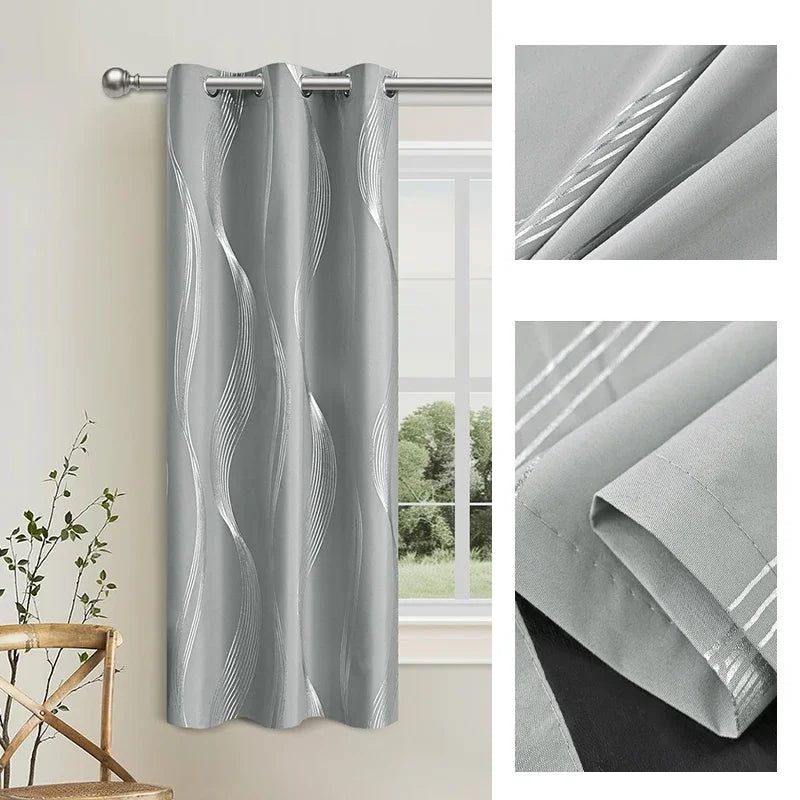 Blackout Curtains - Luxury Marble & Wave Pattern Grommet Top Drapes for Living Room - ZOOMNSTORE