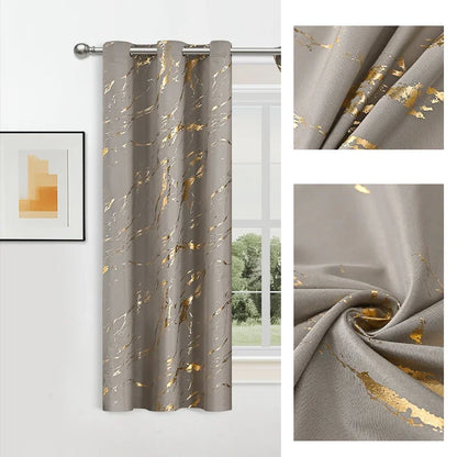 Blackout Curtains - Luxury Marble & Wave Pattern Grommet Top Drapes for Living Room - ZOOMNSTORE