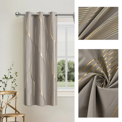 Blackout Curtains - Luxury Marble & Wave Pattern Grommet Top Drapes for Living Room - ZOOMNSTORE
