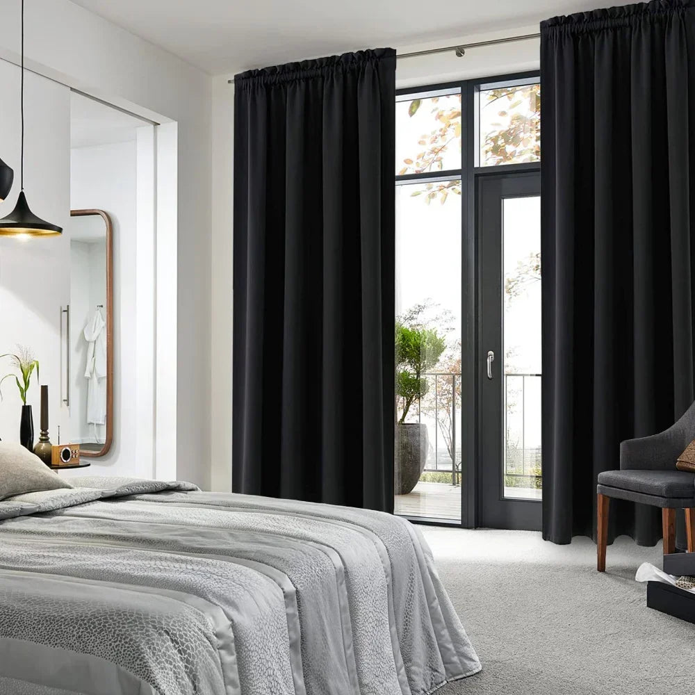 1 Panel Blackout Curtains Light Reducing Thermal Insulated Grommet Black Out Curtains Panels Drapes for Living Room Bedroom - ZOOMNSTORE
