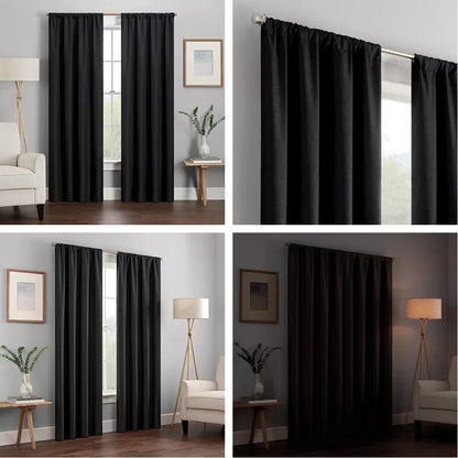 1 Panel Blackout Curtains Light Reducing Thermal Insulated Grommet Black Out Curtains Panels Drapes for Living Room Bedroom - ZOOMNSTORE
