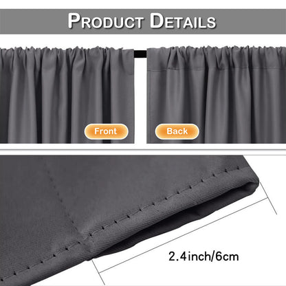 Blackout Short Curtains - 2 Panel Kitchen RV Drapes for Small Windows - ZOOMNSTORE