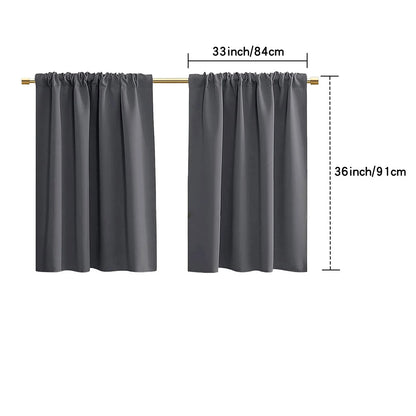 Blackout Short Curtains - 2 Panel Kitchen RV Drapes for Small Windows - ZOOMNSTORE