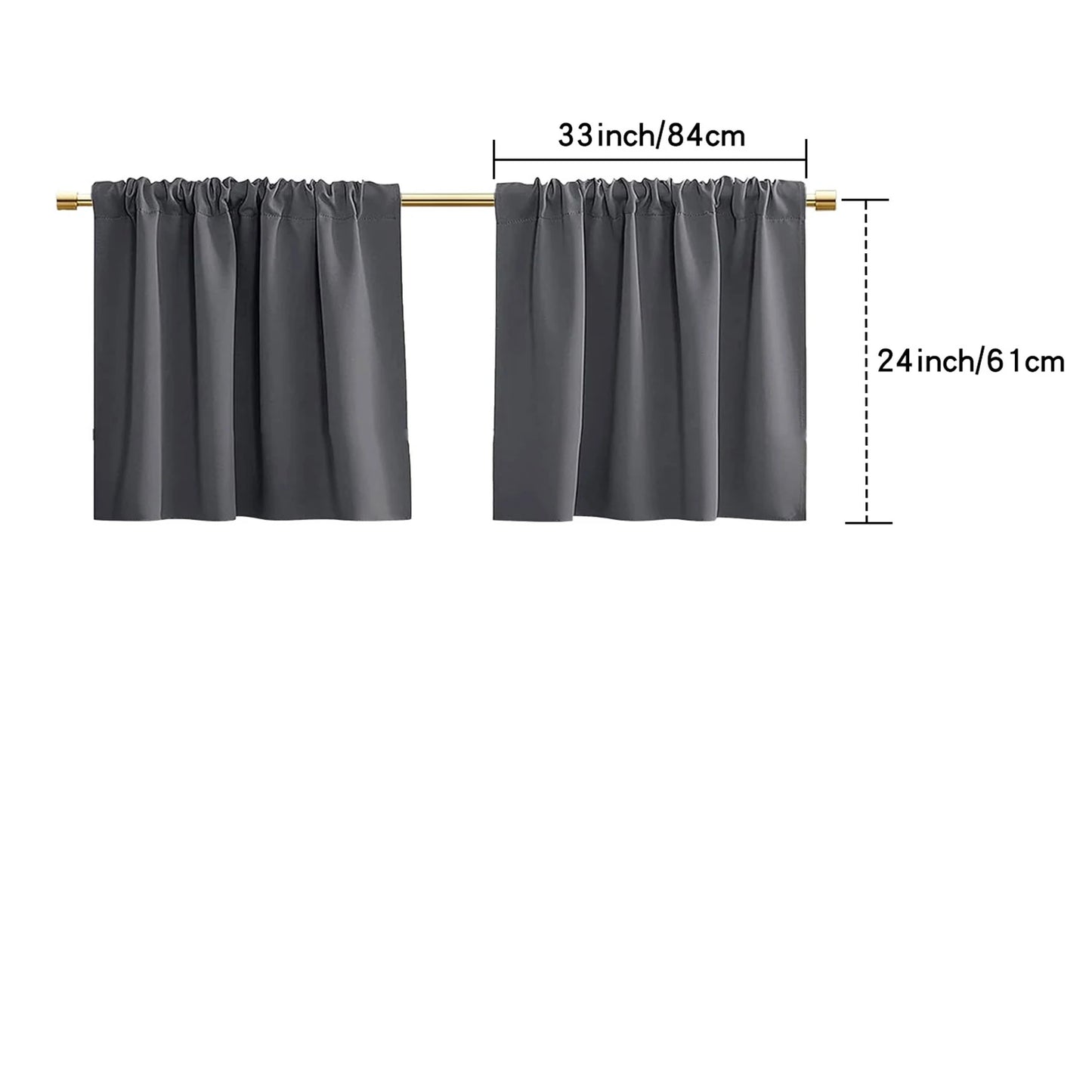 Blackout Short Curtains - 2 Panel RV Kitchen Drapes for Small Windows - ZOOMNSTORE