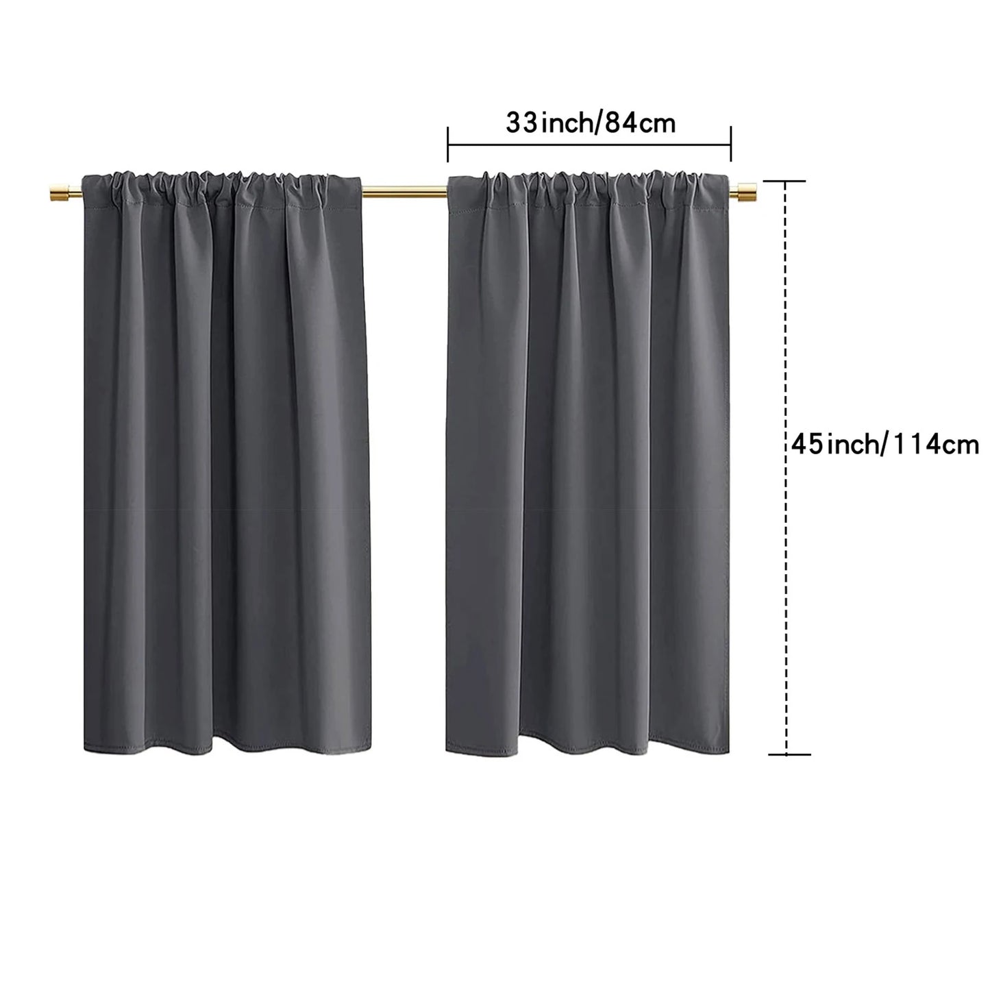 Blackout Short Curtains - 2 Panel Kitchen RV Drapes for Small Windows - ZOOMNSTORE