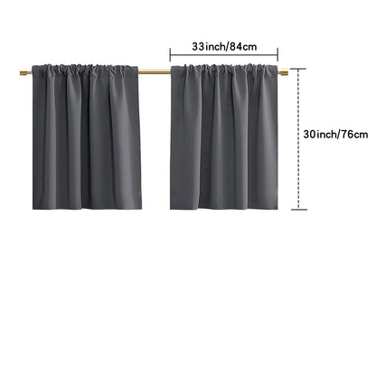 Blackout Short Curtains - 2 Panel Kitchen RV Drapes for Small Windows - ZOOMNSTORE