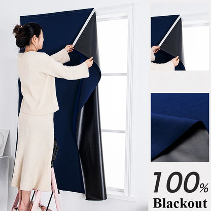 Convenient No Drilling 100% Blackout Short Curtains for Living Room Bedroom Bay Windows Blinds Easy Install Door Kitchen Decor - ZOOMNSTORE