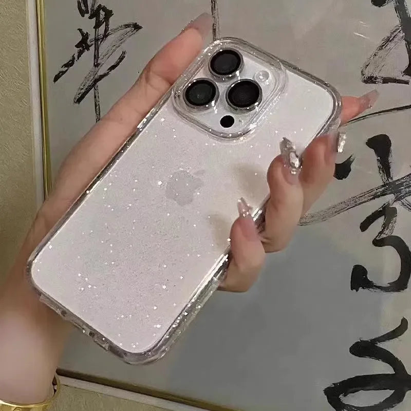 Luxury Glitter Clear Phone Case - Shockproof Soft Cover for iPhone 11-16 Pro Max X XR XS 7 8 Plus - ZOOMNSTORE