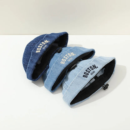 Blue Denim Melon Cap Baby Dome Brimless Hat 1-3Y Children Beanie Drawstring Bonnet Fashion Kids Landlord Hat Hip Hop Docker Caps - ZOOMNSTORE