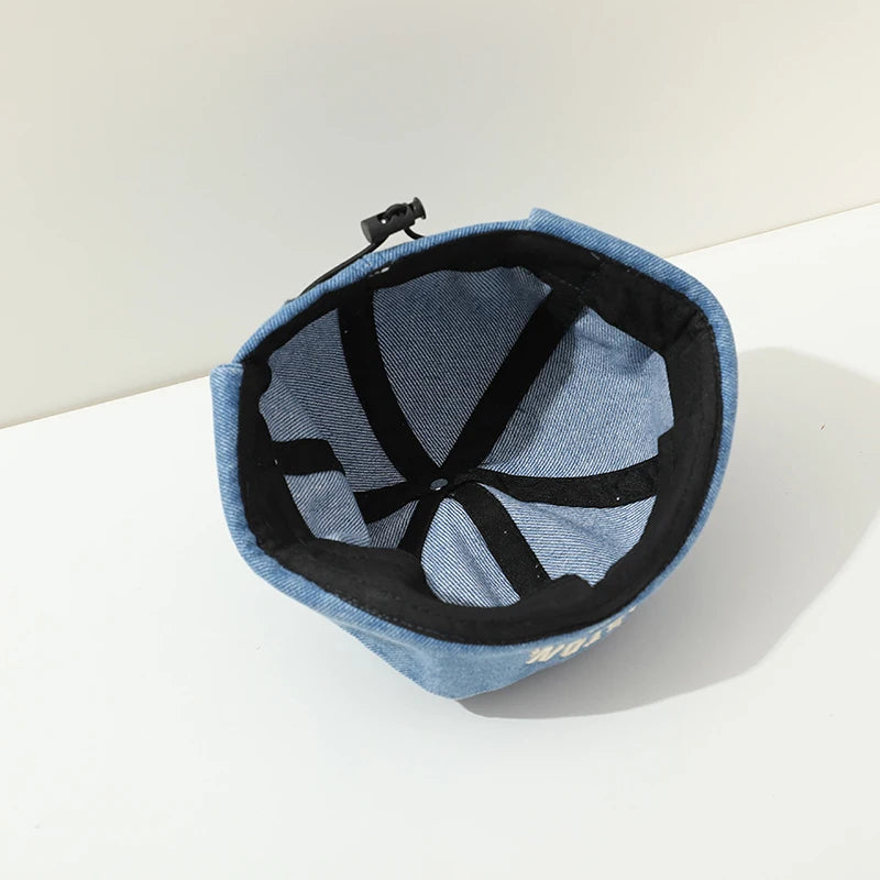 Blue Denim Melon Cap Baby Dome Brimless Hat 1-3Y Children Beanie Drawstring Bonnet Fashion Kids Landlord Hat Hip Hop Docker Caps - ZOOMNSTORE
