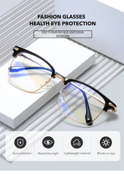 Blue Light Glasses - O-Q CLUB Square Eyeglass Frame with Anti-Reflective Lenses - ZOOMNSTORE