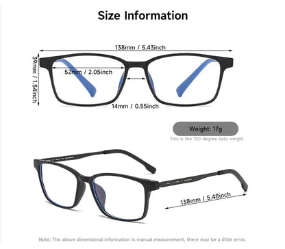 Blue Light Reading Glasses - Unisex Rectangle Frames With Polycarbonate Lenses - ZOOMNSTORE