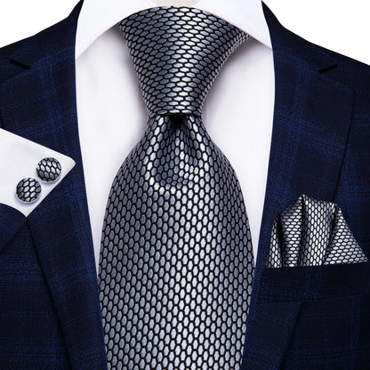 Blue Silk Mens Tie - Formal 100 Silk NeckTie for Weddings and Business - ZOOMNSTORE