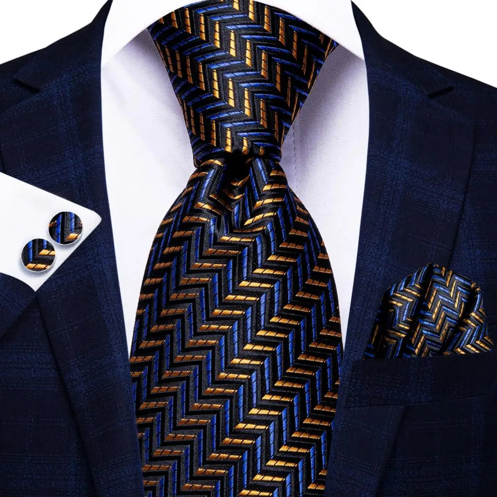 Blue Silk Mens Tie - Formal 100 Silk NeckTie for Weddings and Business - ZOOMNSTORE