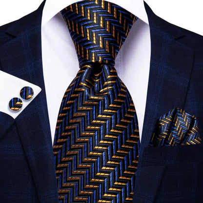Blue Silk Mens Tie - Formal 100 Silk NeckTie for Weddings and Business - ZOOMNSTORE