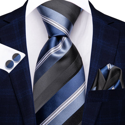 Blue Silk Mens Tie - Formal 100 Silk NeckTie for Weddings and Business - ZOOMNSTORE