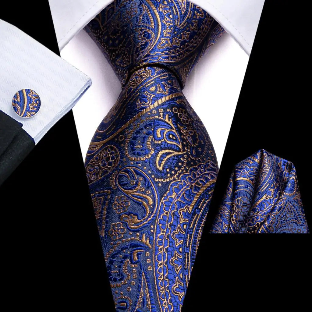 Blue Silk Mens Tie - Formal 100 Silk NeckTie for Weddings and Business - ZOOMNSTORE