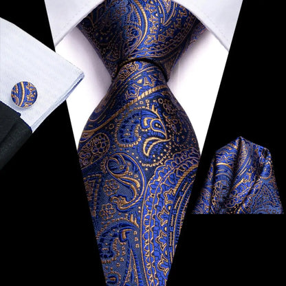 Blue Silk Mens Tie - Formal 100 Silk NeckTie for Weddings and Business - ZOOMNSTORE