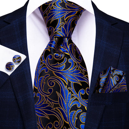 Blue Silk Mens Tie - Formal 100 Silk NeckTie for Weddings and Business - ZOOMNSTORE