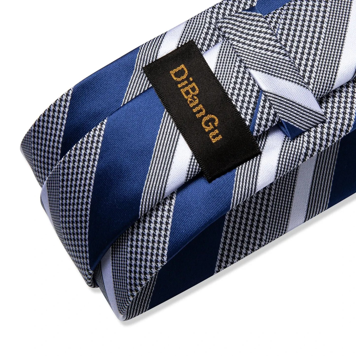 Luxury Blue Striped Mens Necktie Set - 8cm Width with Pocket Square  Cufflinks for Wedding  Business - ZOOMNSTORE