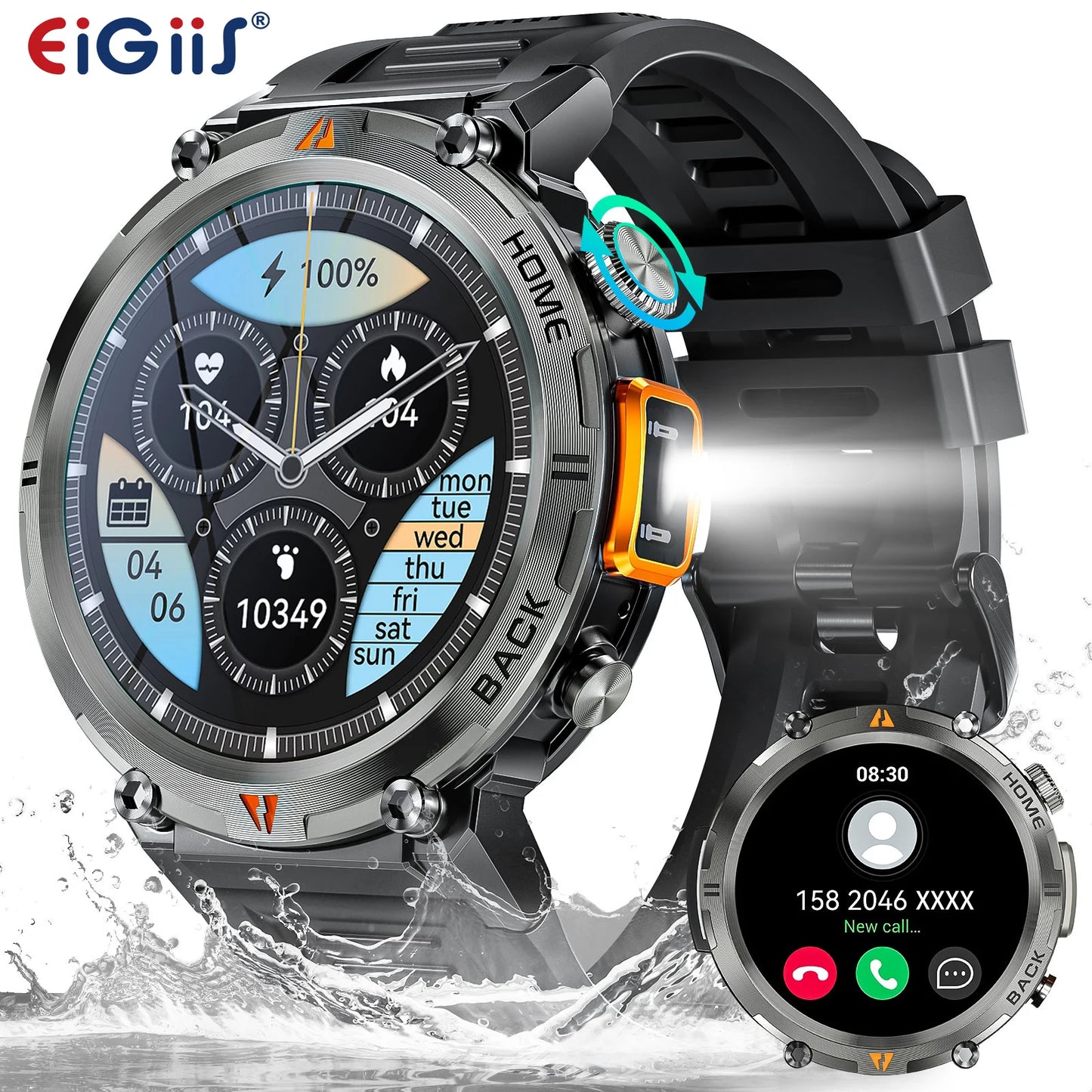 Bluetooth Call Smartwatch - Full Touch Screen Health Monitor Watch Men With Heart Rate Tracker - ZOOMNSTORE