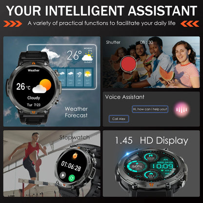Bluetooth Call Smartwatch - Full Touch Screen Health Monitor Watch Men With Heart Rate Tracker - ZOOMNSTORE