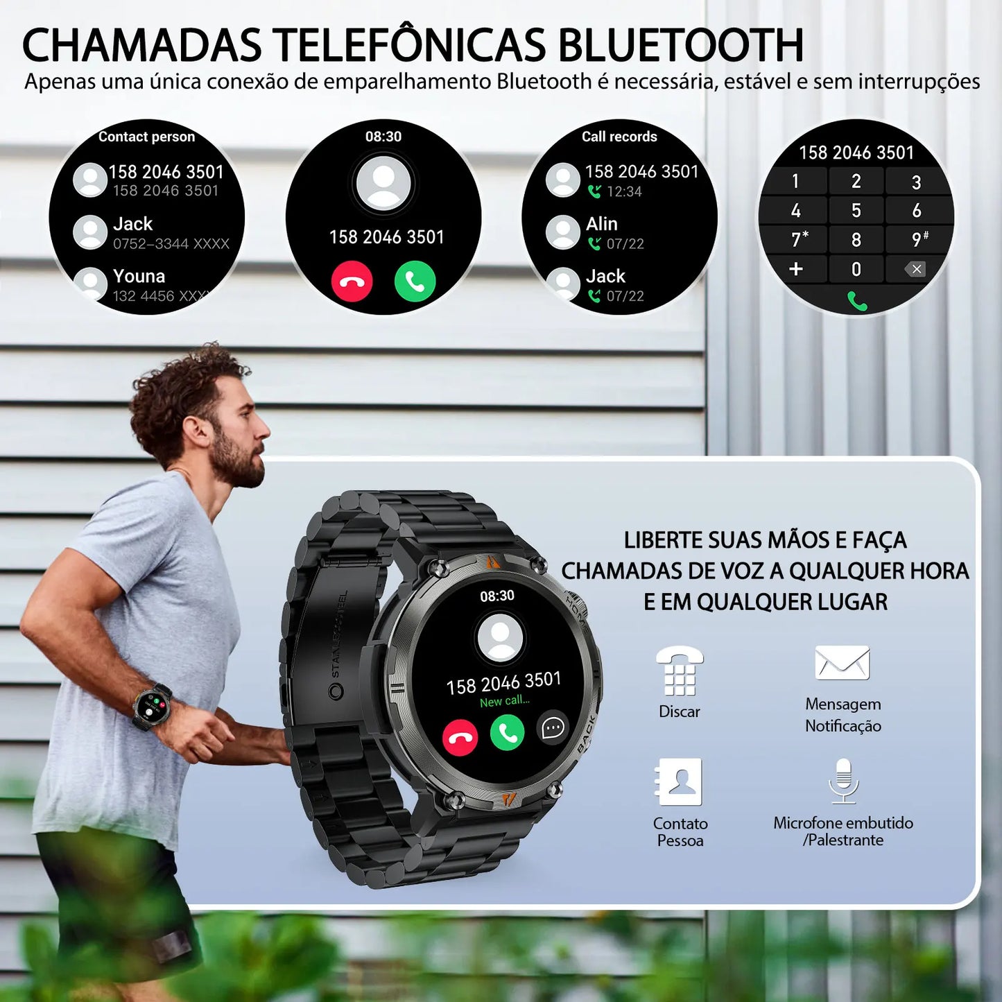 Bluetooth Call Smartwatch - Full Touch Screen Health Monitor Watch Men With Heart Rate Tracker - ZOOMNSTORE