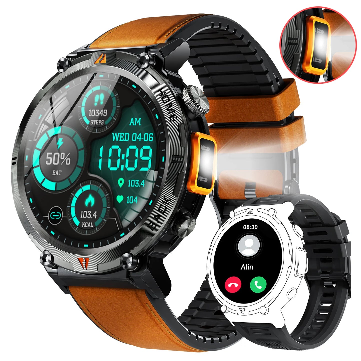 Bluetooth Call Smartwatch - Full Touch Screen Health Monitor Watch Men With Heart Rate Tracker - ZOOMNSTORE