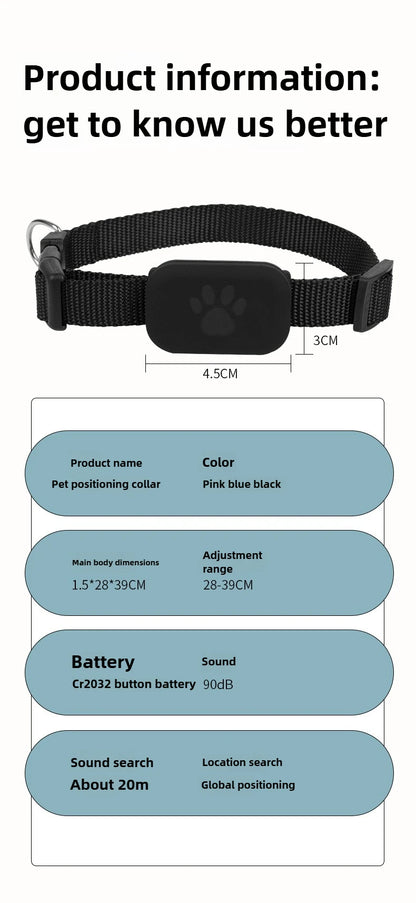 Bluetooth GPS Pet Tracker - Mini Dog GPS Collar with Movement Alert & Remote Locator - ZOOMNSTORE