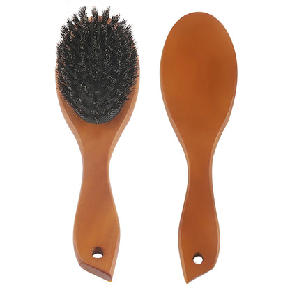 Natural Boar Bristle Hair Brush - Anti-Static Oval Hair Comb for Women - ZOOMNSTORE