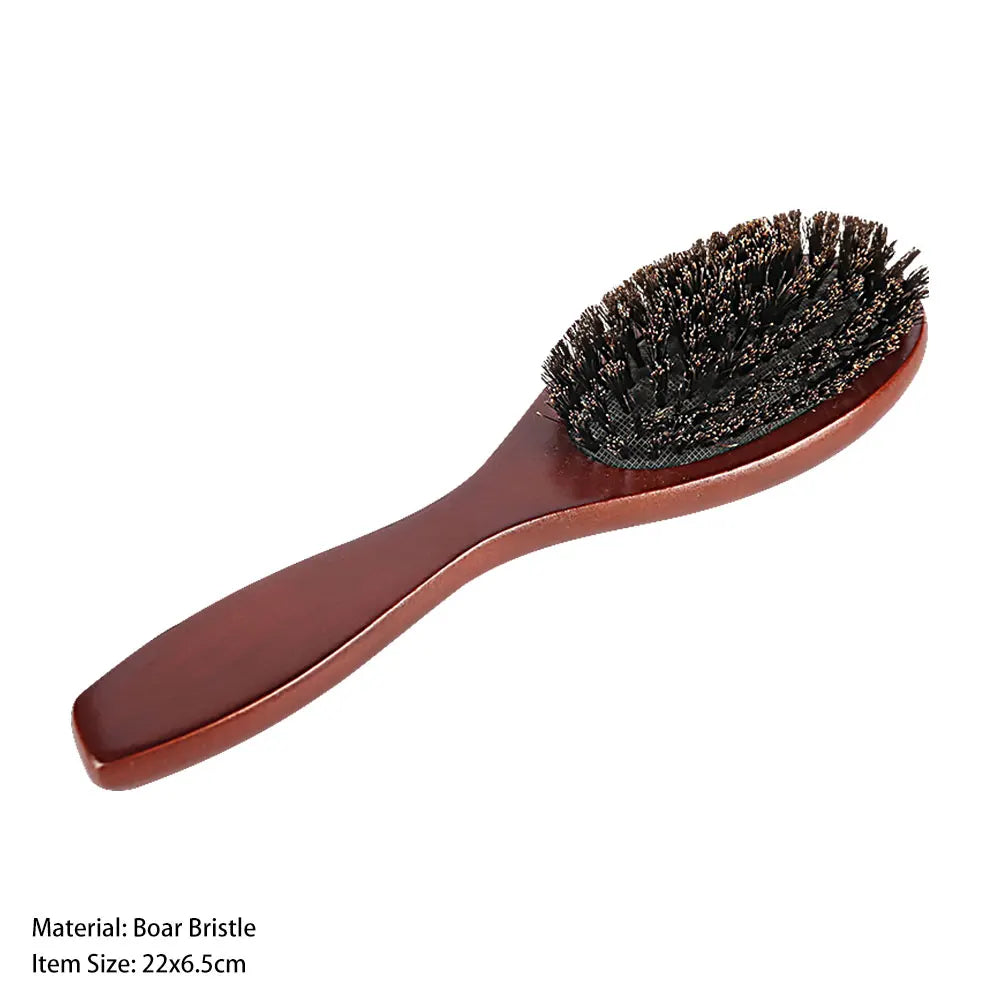 Natural Boar Bristle Hair Brush - Anti-Static Oval Hair Comb for Women - ZOOMNSTORE