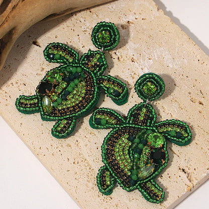 Bohemian Ocean Animal Earrings - Starfish Lobster Conch Seed Bead Drop Earrings for Women - ZOOMNSTORE