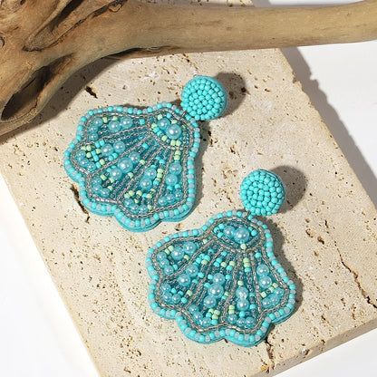 Bohemian Ocean Animal Earrings - Starfish Lobster Conch Seed Bead Drop Earrings for Women - ZOOMNSTORE