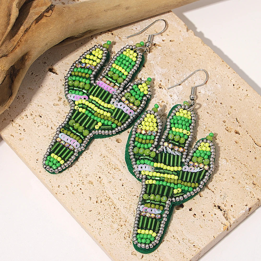 Bohemian Ocean Animal Earrings - Starfish Lobster Conch Seed Bead Drop Earrings for Women - ZOOMNSTORE