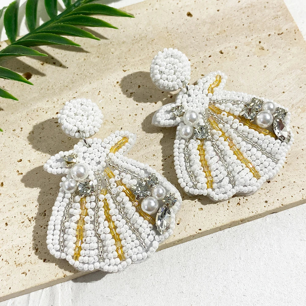 Bohemian Ocean Animal Earrings - Starfish Lobster Conch Seed Bead Drop Earrings for Women - ZOOMNSTORE