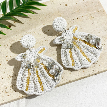 Bohemian Ocean Animal Earrings - Starfish Lobster Conch Seed Bead Drop Earrings for Women - ZOOMNSTORE