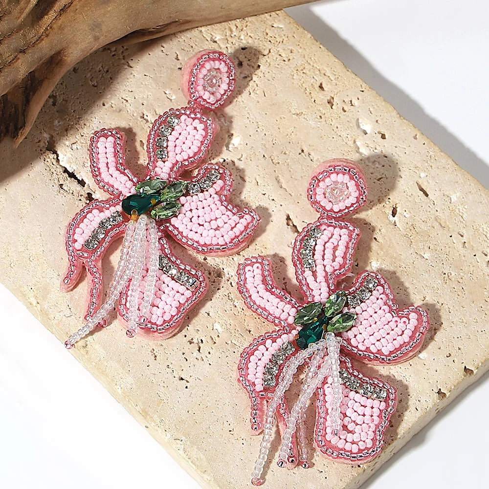Bohemian Ocean Animal Earrings - Starfish Lobster Conch Seed Bead Drop Earrings for Women - ZOOMNSTORE