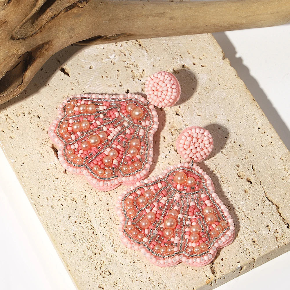 Bohemian Ocean Animal Earrings - Starfish Lobster Conch Seed Bead Drop Earrings for Women - ZOOMNSTORE