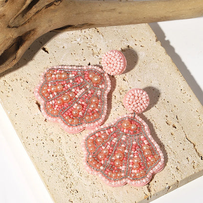 Bohemian Ocean Animal Earrings - Starfish Lobster Conch Seed Bead Drop Earrings for Women - ZOOMNSTORE
