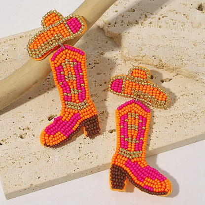 Bohemian Ocean Animal Earrings - Starfish Lobster Conch Seed Bead Drop Earrings for Women - ZOOMNSTORE