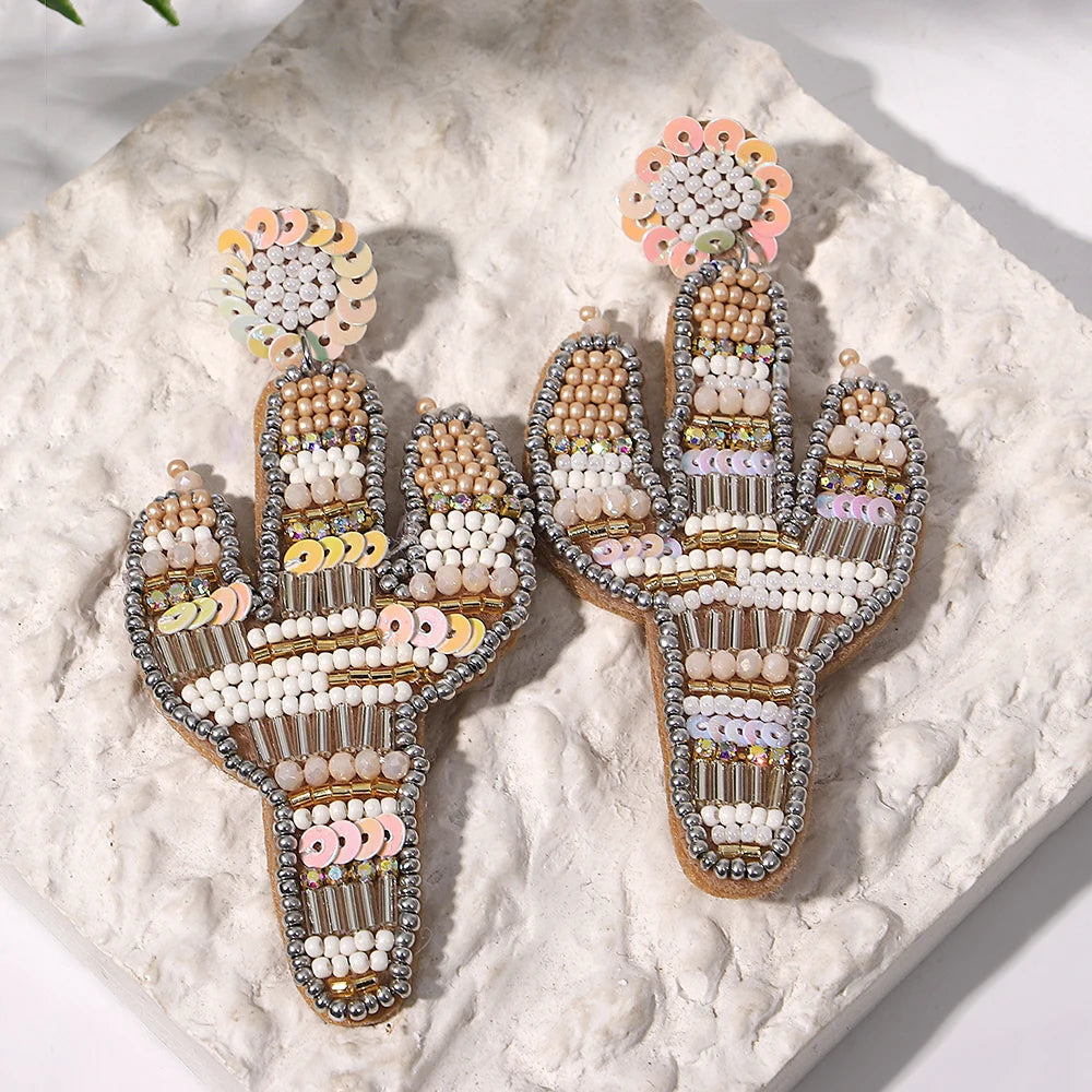 Bohemian Ocean Animal Earrings - Starfish Lobster Conch Seed Bead Drop Earrings for Women - ZOOMNSTORE