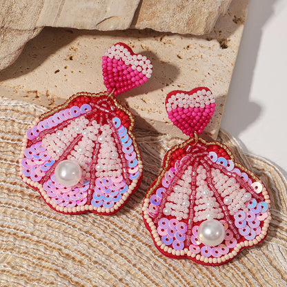 Bohemian Ocean Animal Earrings - Starfish Lobster Conch Seed Bead Drop Earrings for Women - ZOOMNSTORE