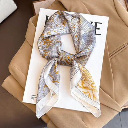 Bohemian Floral Silk Scarf - Tropical Leaf Head Wrap and Bandana - ZOOMNSTORE